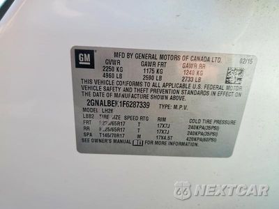 Zdjęcie 13 z 13 samochodu: 2015 CHEVROLET EQUINOX LT VIN:2GNALBEK1F6287339 - miniatura