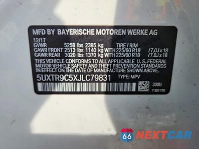 Zdjęcie 13 z 13 samochodu: 2018 BMW X3 XDRIVE30I VIN:5UXTR9C5XJLC79831 - miniatura
