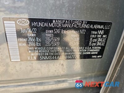 Zdjęcie 13 z 13 samochodu: 2022 HYUNDAI SANTA FE LIMITED VIN:5NMS44AL1NH477217 - miniatura