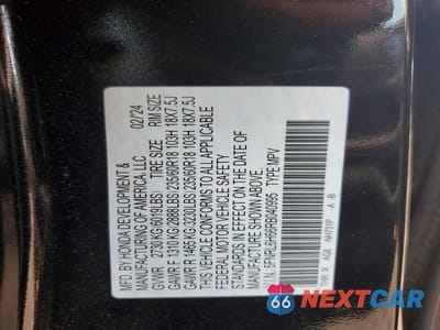 Zdjęcie 13 z 13 samochodu: 2024 HONDA ODYSSEY EXL VIN:5FNRL6H66RB040995 - miniatura