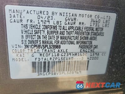 Zdjęcie 12 z 12 samochodu: 2023 NISSAN KICKS S VIN:3N1CP5BV5PL528969 - miniatura