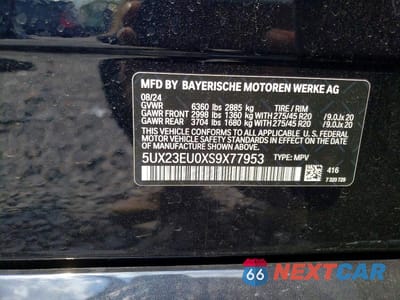 Zdjęcie 13 z 13 samochodu: 2025 BMW X5 XDRIVE40I VIN:5UX23EU0XS9X77953 - miniatura