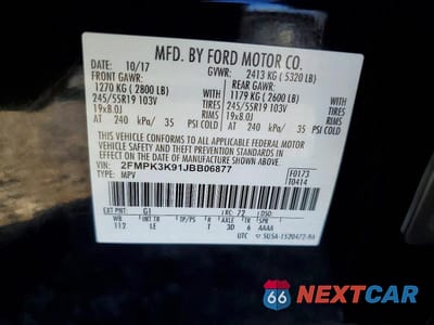 Zdjęcie 13 z 13 samochodu: 2018 FORD EDGE TITANIUM VIN:2FMPK3K91JBB06877 - miniatura