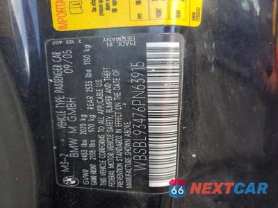 Zdjęcie 12 z 12 samochodu: 2006 BMW 3 SERIES M3 VIN:WBSBL93476PN63915 - miniatura
