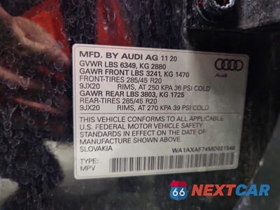 Zdjęcie 13 z 13 samochodu: 2021 AUDI Q7 PREMIUM VIN:WA1AXAF74MD021548 - miniatura