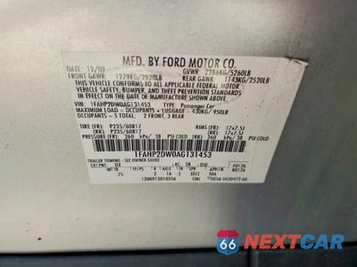 Zdjęcie 12 z 12 samochodu: 2010 FORD TAURUS SE VIN:1FAHP2DW0AG131453 - miniatura