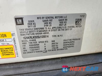 Zdjęcie 13 z 13 samochodu: 2013 CHEVROLET TRAVERSE VIN:1GNKRLKD2DJ128814 - miniatura