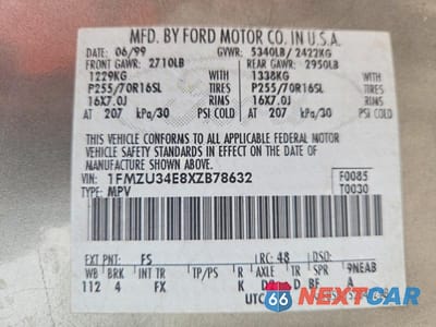 Zdjęcie 14 z 14 samochodu: 1999 FORD EXPLORER VIN:1FMZU34E8XZB78632 - miniatura