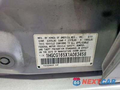 Zdjęcie 12 z 12 samochodu: 2001 HONDA ACCORD EX VIN:1HGCG165X1A063458 - miniatura