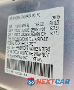 Zdjęcie 13 z 13 samochodu: 2019 HONDA CR-V EXL VIN:5J6RW1H87KA040587 - miniatura