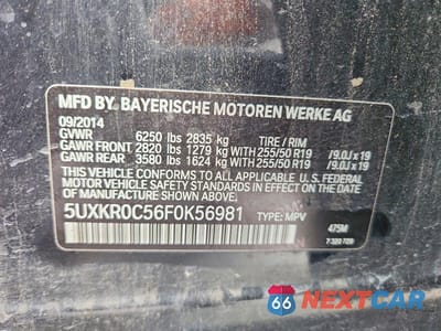 Zdjęcie 13 z 13 samochodu: 2015 BMW X5 XDRIVE35I VIN:5UXKR0C56F0K56981 - miniatura