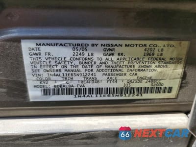 Zdjęcie 12 z 12 samochodu: 2005 NISSAN ALTIMA S VIN:1N4AL11E65N912241 - miniatura