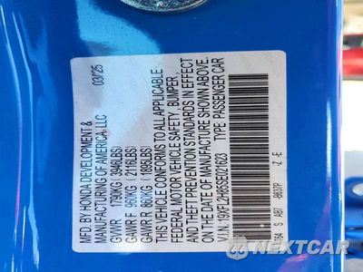 Zdjęcie 12 z 12 samochodu: 2025 HONDA CIVIC SPORT VIN:19XFL2H85SE021623 - miniatura