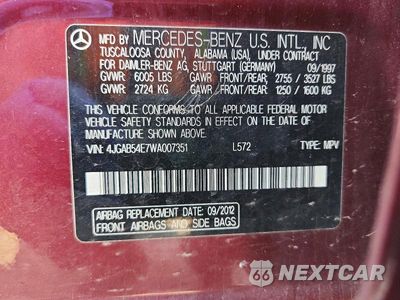 Zdjęcie 25 z 26 samochodu: 1998 MERCEDES-BENZ ML320 VIN:4JGAB54E7WA007351 - miniatura