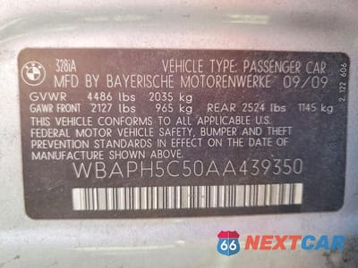 Zdjęcie 12 z 12 samochodu: 2010 BMW 328 I SULEV VIN:WBAPH5C50AA439350 - miniatura