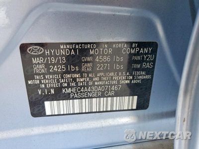 Zdjęcie 12 z 12 samochodu: 2013 HYUNDAI SONATA HYBRID VIN:KMHEC4A43DA071467 - miniatura