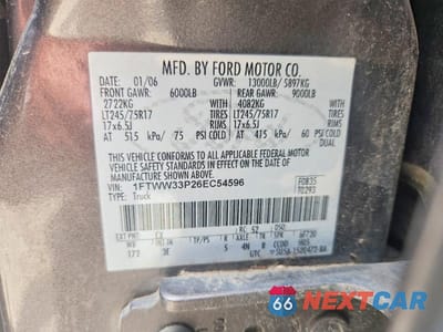 Zdjęcie 12 z 12 samochodu: 2006 FORD F350 SUPER DUTY VIN:1FTWW33P26EC54596 - miniatura