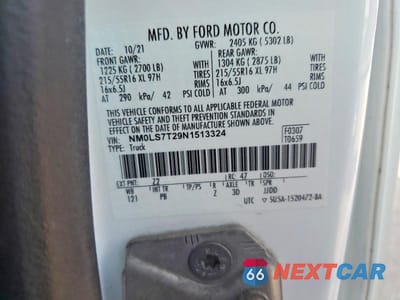 Zdjęcie 12 z 12 samochodu: 2022 FORD TRANSIT CONNECT XLT VIN:NM0LS7T29N1513324 - miniatura