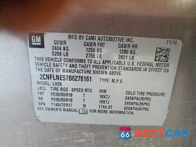 Zdjęcie 13 z 13 samochodu: 2011 CHEVROLET EQUINOX LT VIN:2CNFLNE57B6278161 - miniatura
