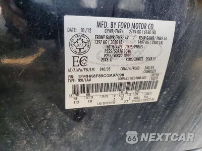 Zdjęcie 14 z 14 samochodu: 2012 FORD EXPLORER LIMITED VIN:1FMHK8F89CGA97098 - miniatura
