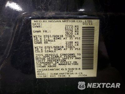 Zdjęcie 14 z 14 samochodu: 2011 NISSAN PATHFINDER S VIN:5N1AR1NB5BC619894 - miniatura