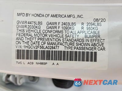 Zdjęcie 12 z 12 samochodu: 2020 HONDA ACCORD EXL VIN:1HGCV2F56LA028477 - miniatura