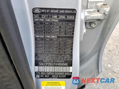Zdjęcie 13 z 13 samochodu: 2017 LAND ROVER DISCOVERY SPORT SE VIN:SALCP2BG7HH694948 - miniatura