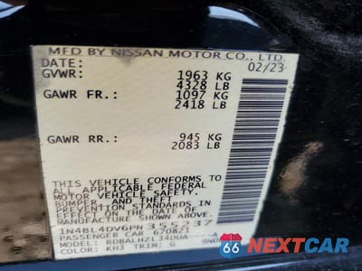 Zdjęcie 12 z 12 samochodu: 2023 NISSAN ALTIMA SV VIN:1N4BL4DV6PN355237 - miniatura