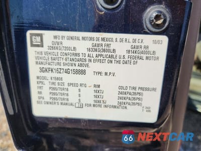Zdjęcie 13 z 13 samochodu: 2004 GMC YUKON XL K1500 VIN:3GKFK16Z74G158888 - miniatura