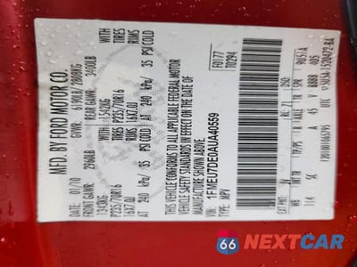 Zdjęcie 14 z 14 samochodu: 2010 FORD EXPLORER XLT VIN:1FMEU7DE0AUA40559 - miniatura