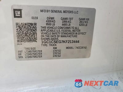 Zdjęcie 12 z 12 samochodu: 2019 CHEVROLET SILVERADO C2500 HEAVY DUTY LT VIN:1GC1CSEG7KF213444 - miniatura