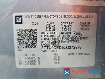 Zdjęcie 13 z 13 samochodu: 2020 GMC SIERRA K1500 SLT VIN:3GTU9DED5LG372878 - miniatura