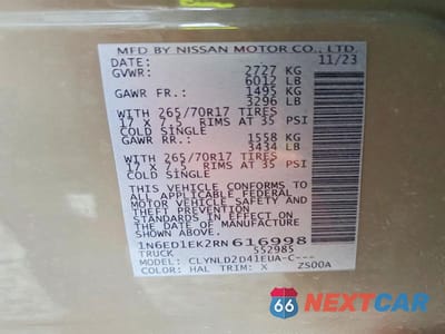 Zdjęcie 12 z 12 samochodu: 2024 NISSAN FRONTIER PRO-4X VIN:1N6ED1EK2RN616998 - miniatura