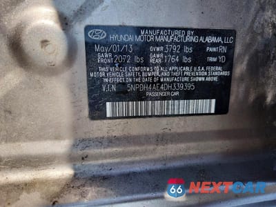Zdjęcie 12 z 12 samochodu: 2013 HYUNDAI ELANTRA GLS VIN:5NPDH4AE4DH339395 - miniatura