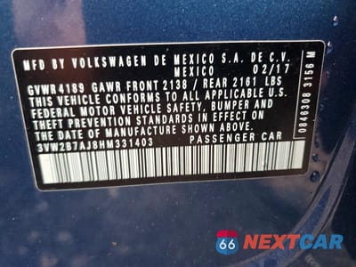 Zdjęcie 12 z 12 samochodu: 2017 VOLKSWAGEN JETTA S VIN:3VW2B7AJ8HM331403 - miniatura