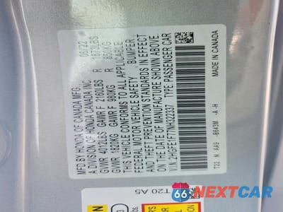 Zdjęcie 12 z 12 samochodu: 2022 HONDA CIVIC EX VIN:2HGFE1F77NH322337 - miniatura
