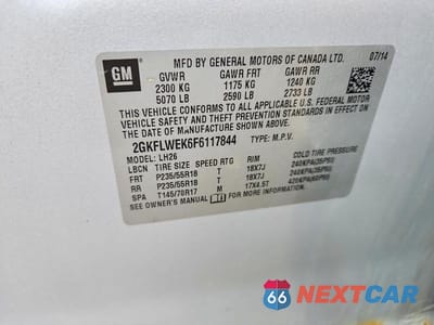 Zdjęcie 13 z 13 samochodu: 2015 GMC TERRAIN SLE VIN:2GKFLWEK6F6117844 - miniatura