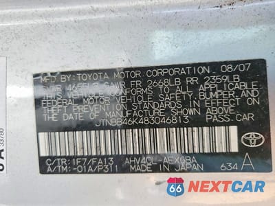 Zdjęcie 12 z 12 samochodu: 2008 TOYOTA CAMRY HYBRID VIN:JTNBB46K483046813 - miniatura