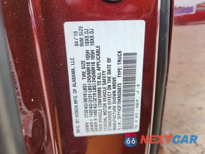 Zdjęcie 13 z 13 samochodu: 2019 HONDA RIDGELINE RTL VIN:5FPYK3F78KB036873 - miniatura