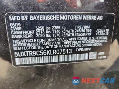 Zdjęcie 14 z 14 samochodu: 2019 BMW X3 XDRIVE30I VIN:5UXTR9C56KLR07513 - miniatura