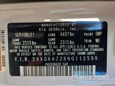 Zdjęcie 13 z 13 samochodu: 2022 KIA K5 GT LINE VIN:5XXG64J26NG112599 - miniatura