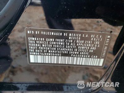 Zdjęcie 12 z 12 samochodu: 2017 VOLKSWAGEN JETTA SE VIN:3VWDB7AJ8HM384692 - miniatura