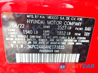 Zdjęcie 13 z 13 samochodu: 2022 HYUNDAI ACCENT SE VIN:3KPC24A64NE171835 - miniatura