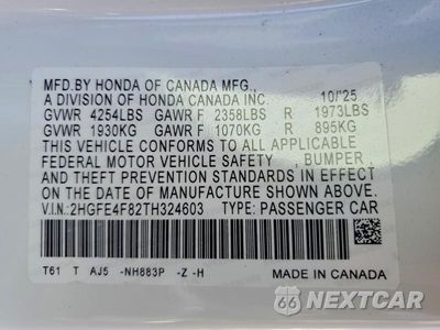 Zdjęcie 12 z 12 samochodu: 2026 HONDA CIVIC SPORT VIN:2HGFE4F82TH324603 - miniatura