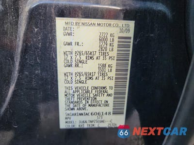 Zdjęcie 12 z 12 samochodu: 2010 NISSAN PATHFINDER S/LE/SE VIN:5N1AR1NN3AC606148 - miniatura