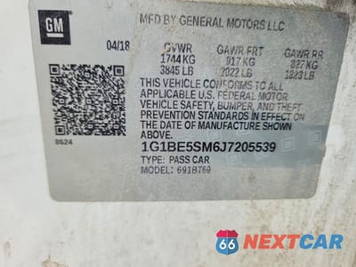 Zdjęcie 12 z 12 samochodu: 2018 CHEVROLET CRUZE LT VIN:1G1BE5SM6J7205539 - miniatura