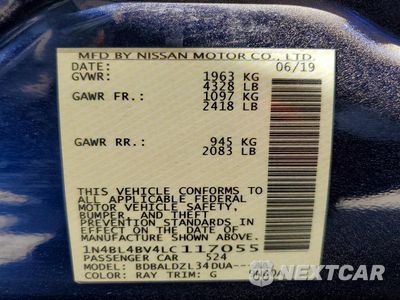 Zdjęcie 12 z 12 samochodu: 2020 NISSAN ALTIMA S VIN:1N4BL4BV4LC117055 - miniatura