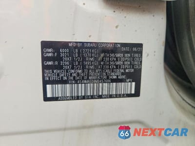 Zdjęcie 12 z 12 samochodu: 2021 SUBARU ASCENT PREMIUM VIN:4S4WMAED8M3457686 - miniatura