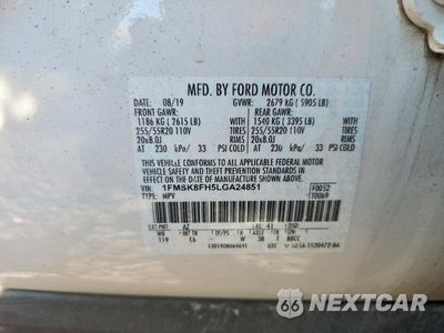 Zdjęcie 13 z 13 samochodu: 2020 FORD EXPLORER LIMITED VIN:1FMSK8FH5LGA24851 - miniatura
