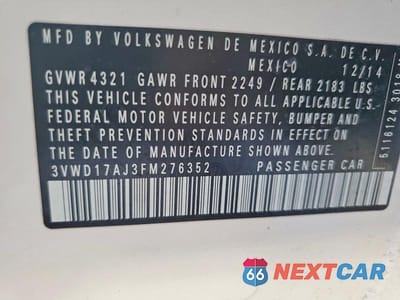 Zdjęcie 12 z 12 samochodu: 2015 VOLKSWAGEN JETTA SE VIN:3VWD17AJ3FM276352 - miniatura